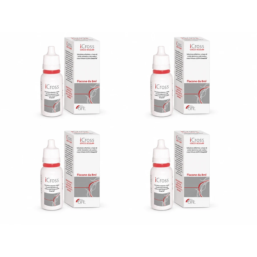 iCross Lubricating Eye Drops, 4x8 ml, Off Italia