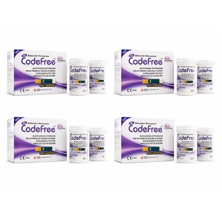 Bandelettes de test de glycémie CodeFree, 4 x 50 bandelettes, D&G Group