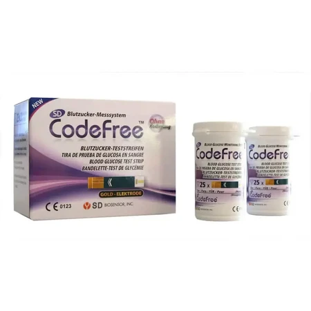 Bandelettes de test de glycémie CodeFree, 4 x 50 bandelettes, D&G Group