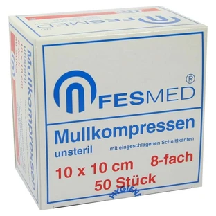 Mullkompressen ES 10x10 cm unsteril 8fac 50 St