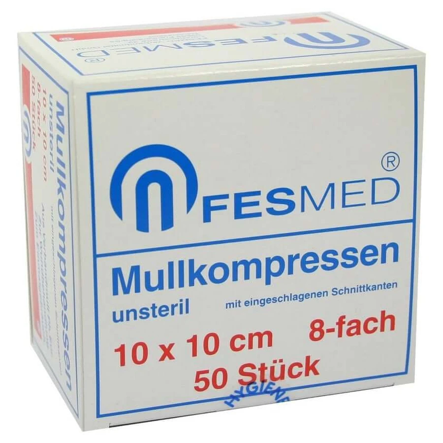 Mullkompressen ES 10x10 cm unsteril 8fac 50 St