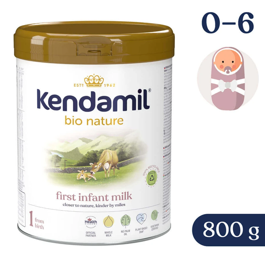 Leche de fórmula para lactantes Kendamil Bio Nature 1, desde el nacimiento, 4 x 800 g, Kendal