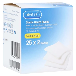 Alvita compresas de gasa estéril 5x5 cm 25X2 unid.