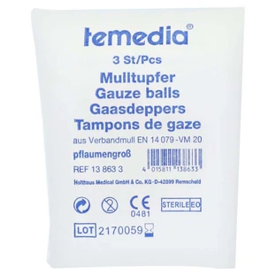Torunda de gasa tamaño ciruela estéril 3 uds.