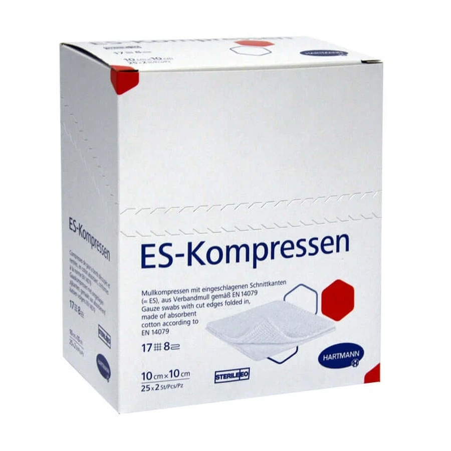 Es-compresas estériles 10x10 cm 8 pliegues 25X2 unid.