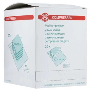 Noba Mullkompressen steril, 12-fach, à 5, 10 x 10 cm 20X5 St