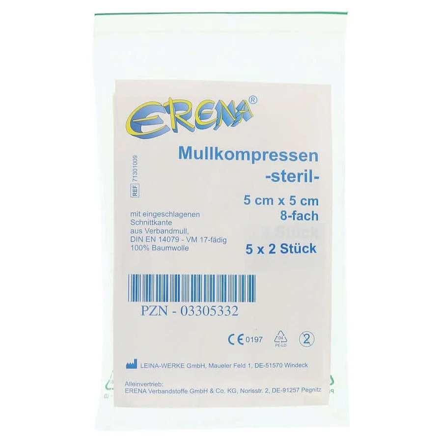Erena Steril Mullkompressen 5x5 cm 8fach 5X2 St