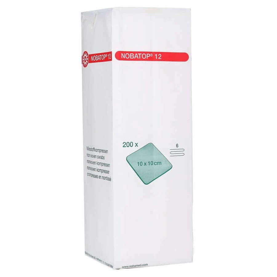 Noba Nobatop 12 non-woven compresses, 6-fold, 10 x 10 cm, 1 x 200 pack 200 pcs.