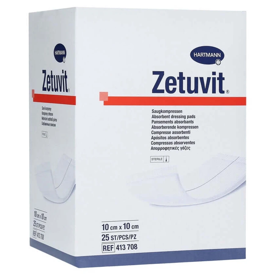 Zetuvit absorberende kompressen steriel 10x10 cm 25 st.