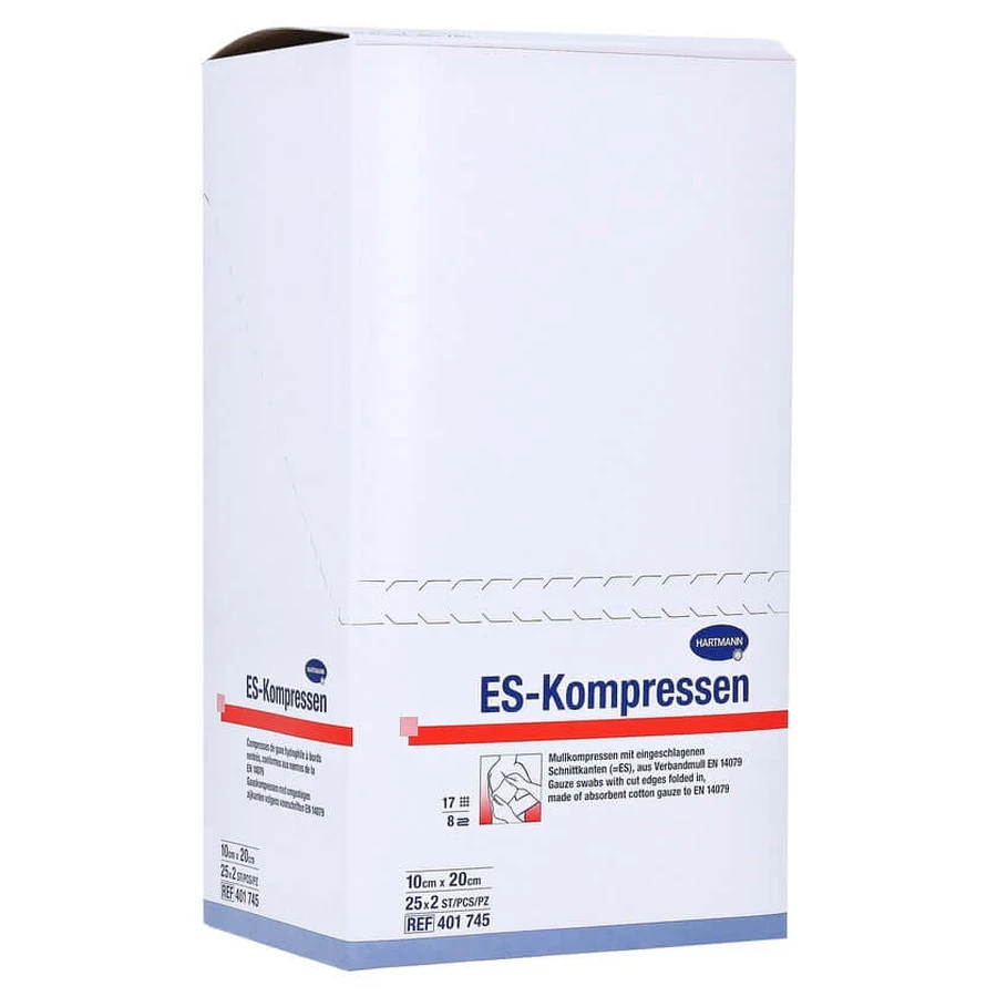 Es-compresses sterile 10x20 cm 8 fold 25X2 pcs.