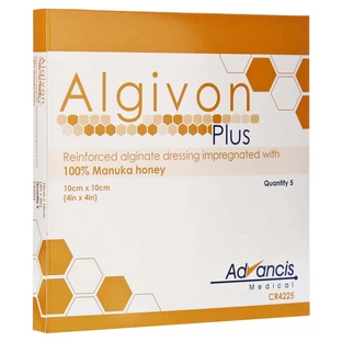Algivon Plus honey alginate wound dressing 10x10 cm 5 pcs.