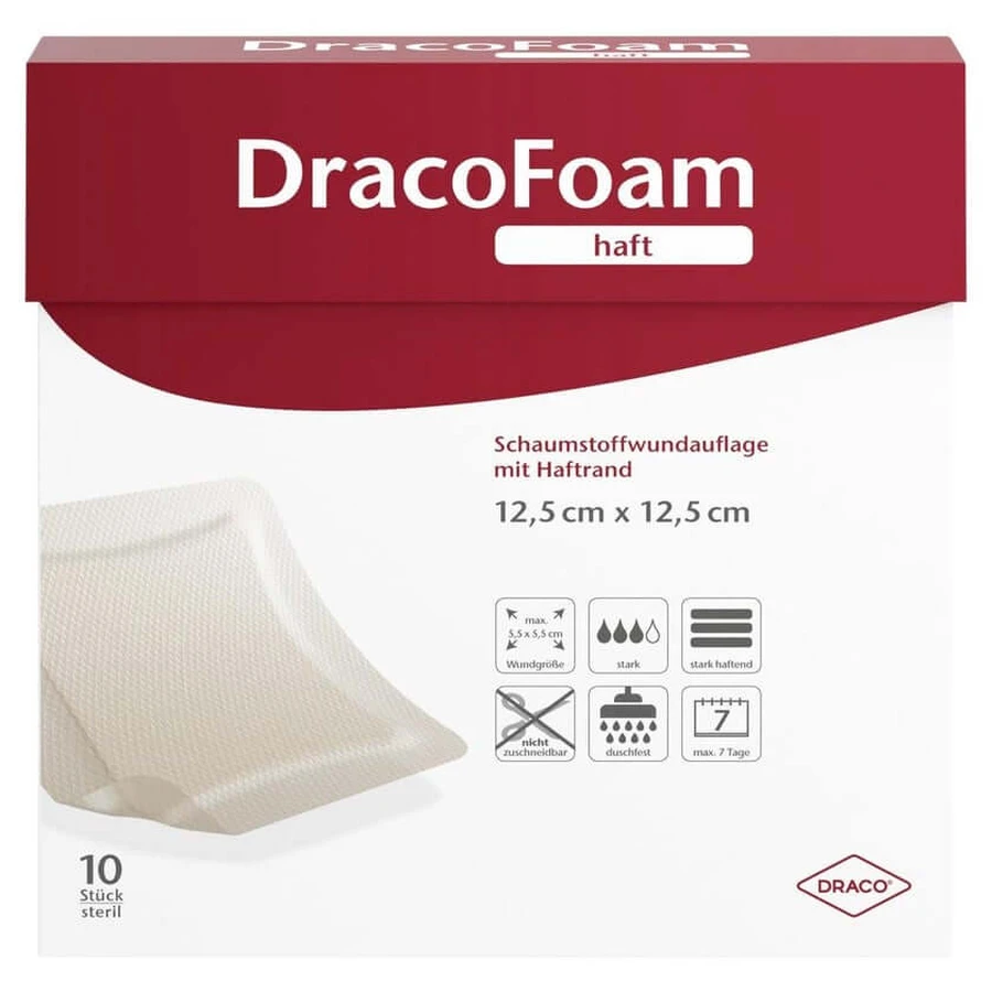 Dracofoam adhesive foam wound dressing, 12.5 x 12.5 cm 10 pcs.