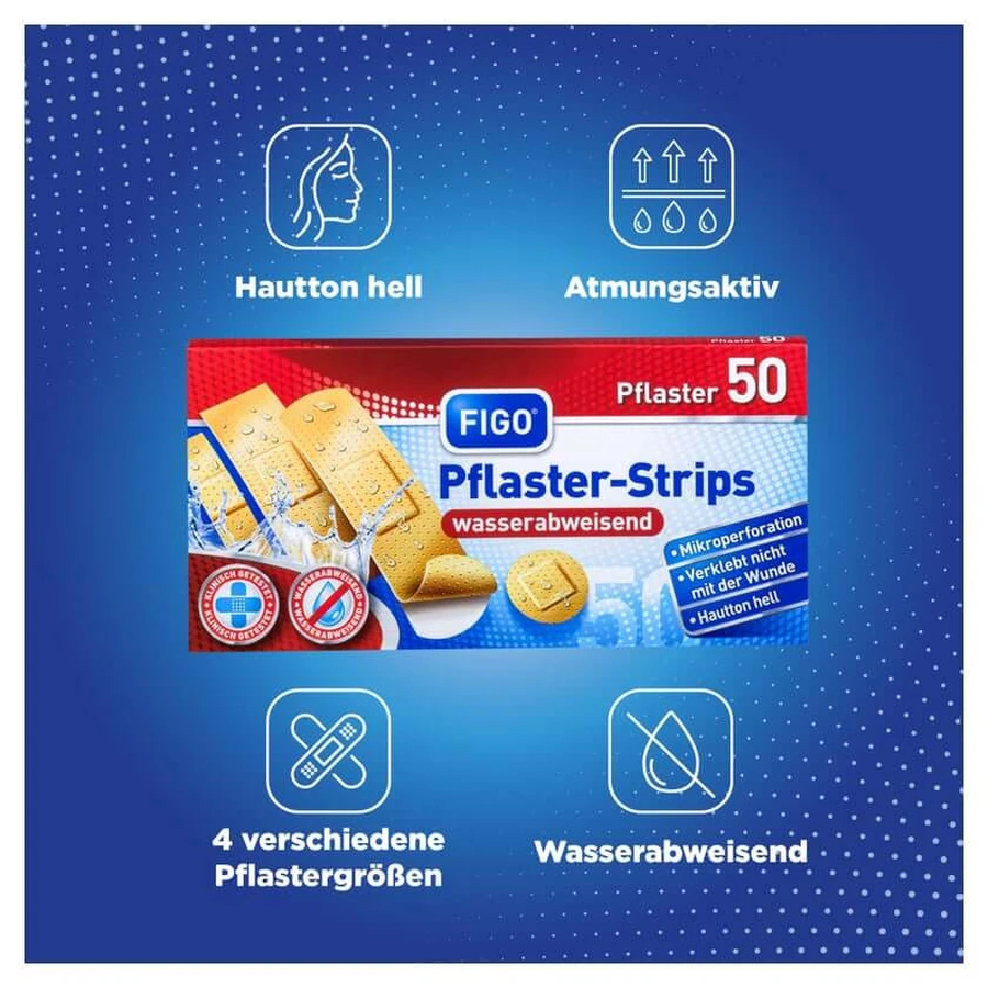 FIGO Pflasterstrips Wasserabweisend 50 St