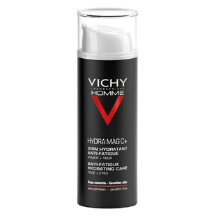Vichy Homme Hydra Mag C Crema Hidratante con efecto antifatiga para rostro y contorno de ojos, 50 ml