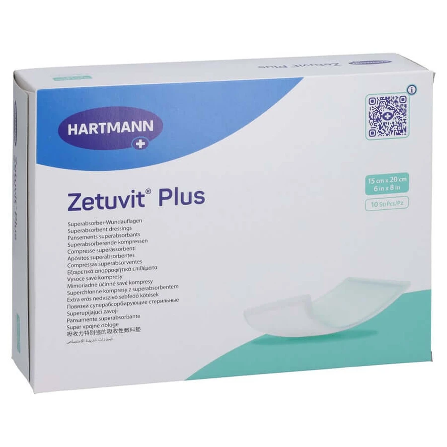 Zetuvit Plus extra sterk absorberend kompres steriel 10 st.