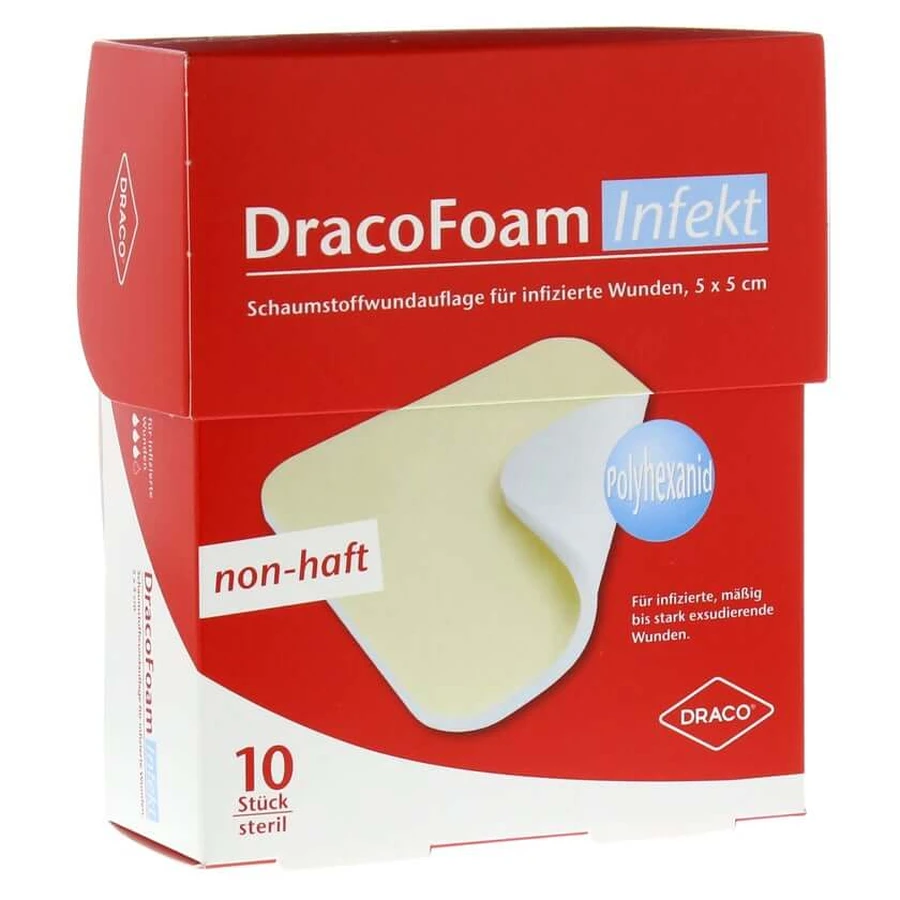 Dracofoam Infekt Schaumst.wundauf.5x5 cm 10 St