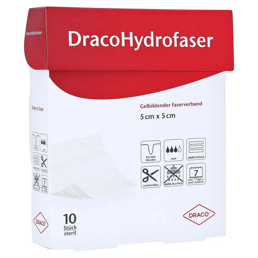 Dracohydrofaser 5x5 cm gelbildender Fase 10 St