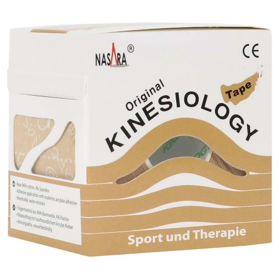 Nasara kinesiologie tape 5 cmx5 m beige 1 stuk