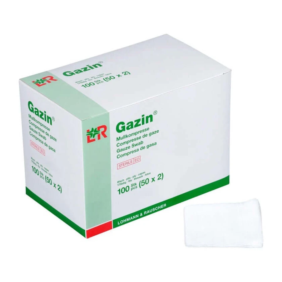 Gazin compresses de gaze 5x5 cm stériles 8 plis 50X2 pcs.