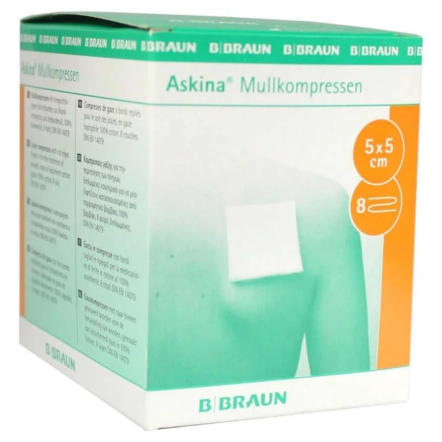 Askina gaaskompressen 5x5 cm steriel 8fac 25X2 st.