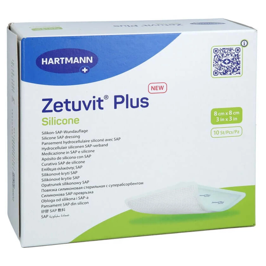 Zetuvit Plus Silicone Steril 8x8 Cm 10 St