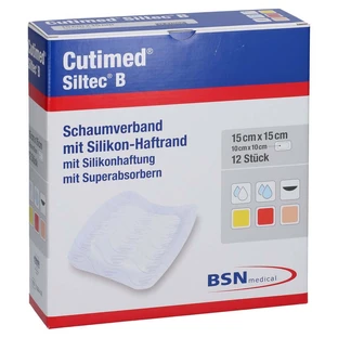 Cutimed Siltec B Venda de espuma 15x15 Cm con adhesivo 12 uds.