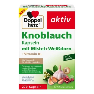 Double heart garlic capsules with mistletoe+white thorn+vitamin B1 270 Capsules