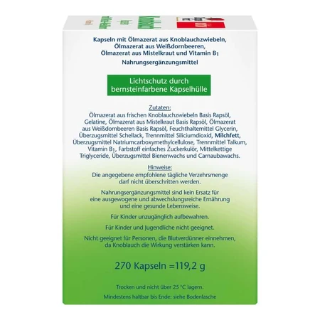 Double heart garlic capsules with mistletoe+white thorn+vitamin B1 270 Capsules