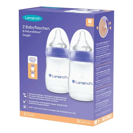 Lansinoh Babyflaschen&naturalwave Sauger S 2x160ml 2 St