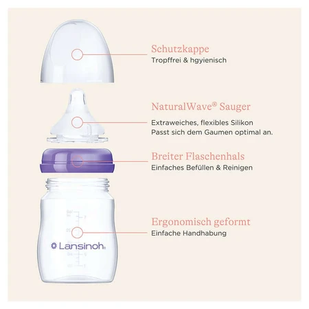 Lansinoh Babyflaschen&naturalwave Sauger S 2x160ml 2 St