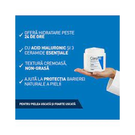 Crème hydratante pour le visage et le corps pour les peaux sèches et très sèches, 340 g, CeraVe