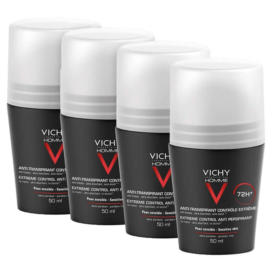 Vichy Homme Deo Roll-on Anti Transpirant 4X50 ml