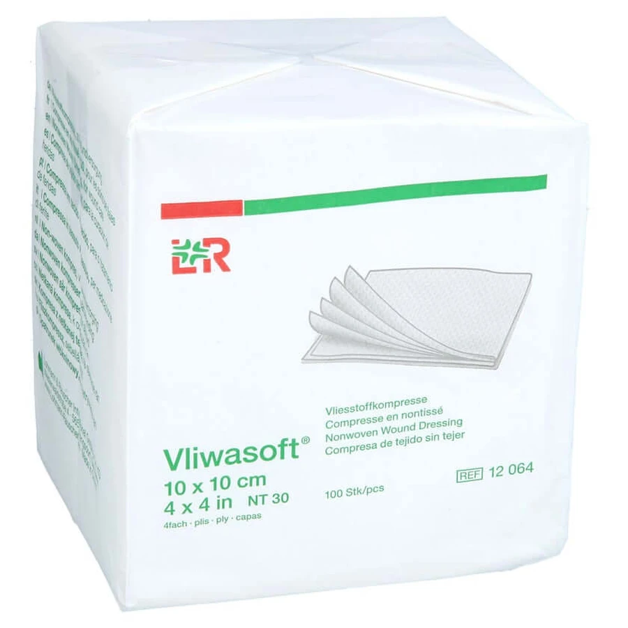 Vliwasoft compresas no tejidas no estériles 10x10 cm 4l. 100 unid.