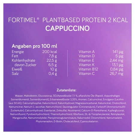 Fortimel Plantbased Protein 2 Kcal Cappuccino 4X200 ml