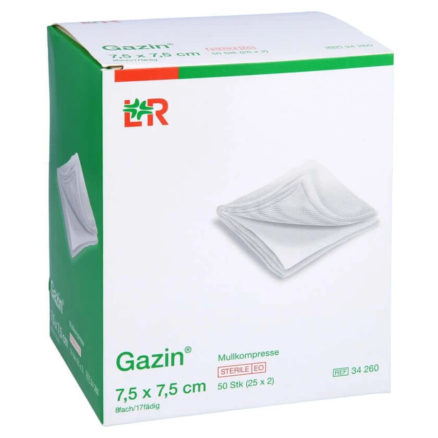Gazin gaas comp. 7,5x7,5 cm steriel 8x25X2 st.