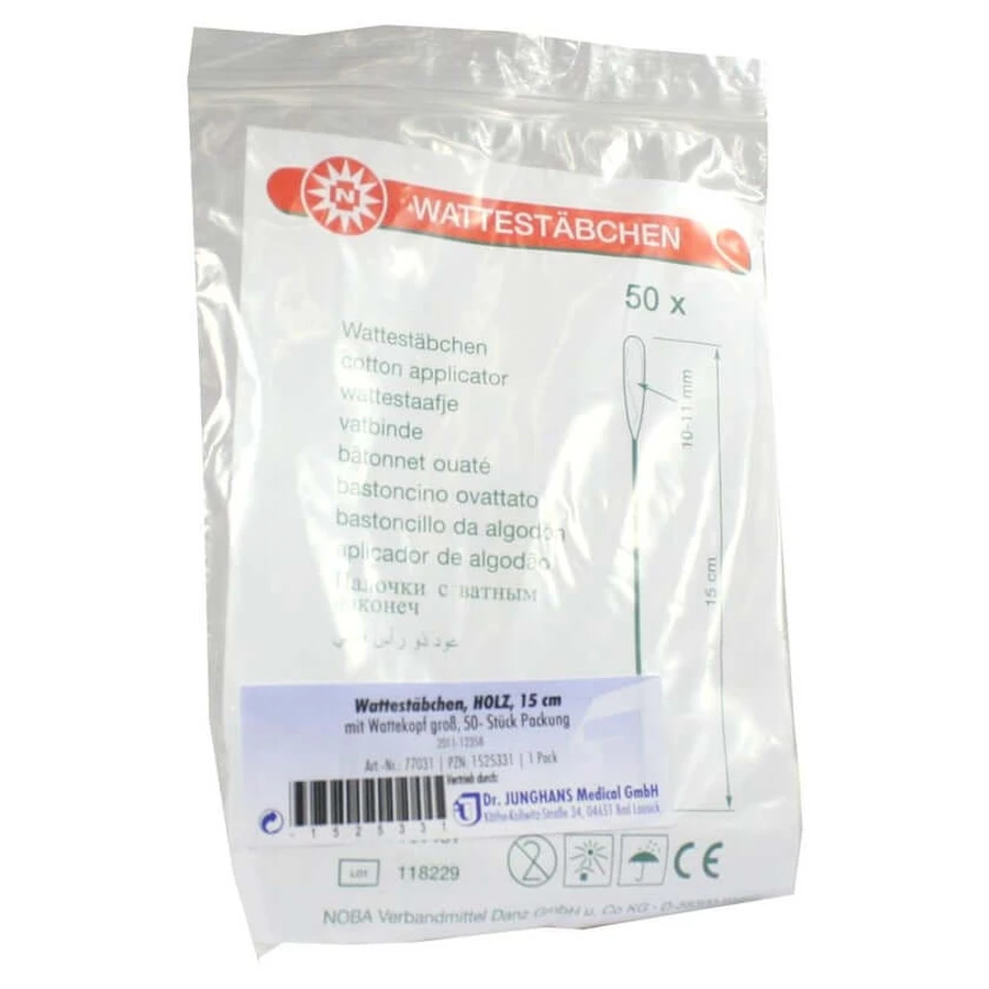 Cotton buds wood 15 cm large head 50 pcs