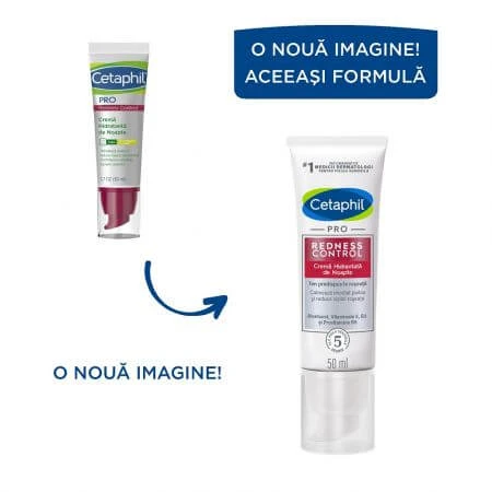 Cetaphil PRO roodheid control vochtinbrengende nachtcrème, 50 ml, Galderma