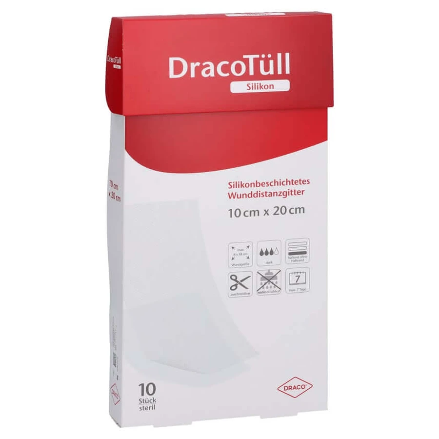 DracotÜll Silik.10x20cm Silicone coating wound cont.onl 10 pcs.