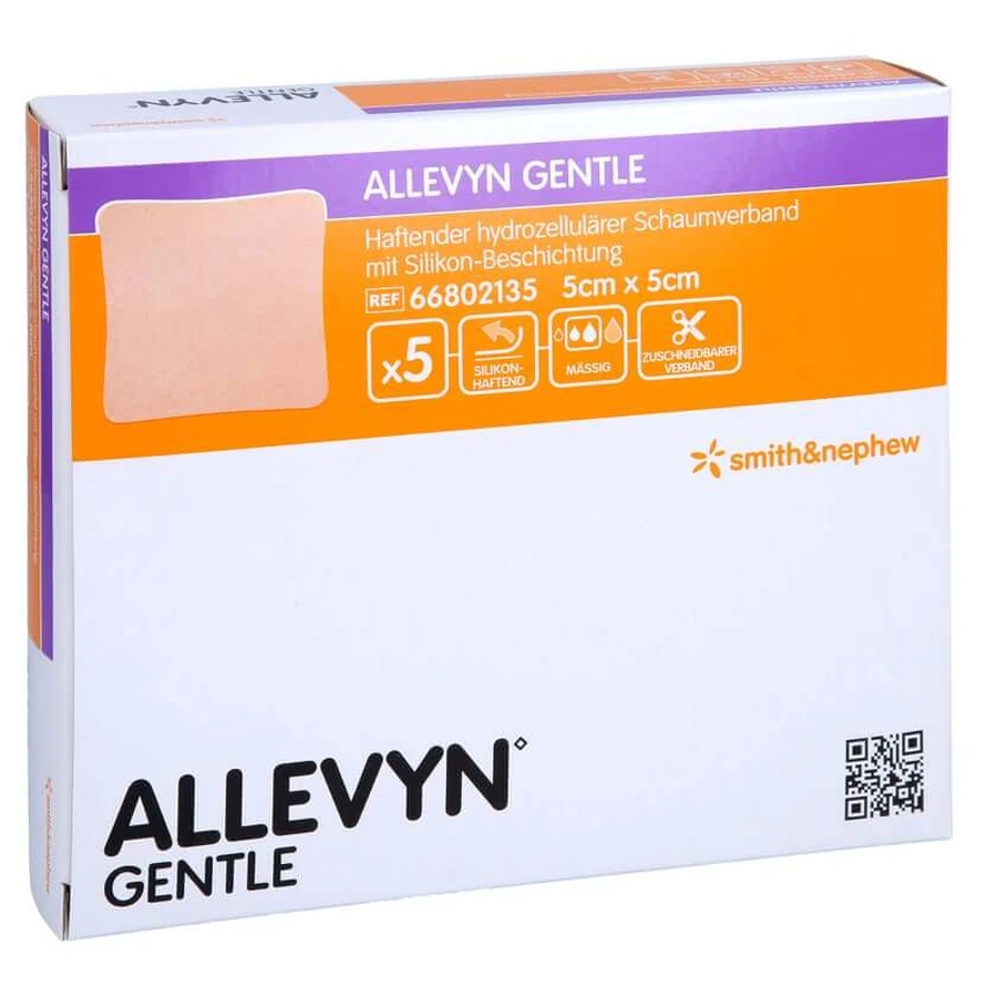 Allevyn Gentle 5x5 cm foamverband 5 stuks.