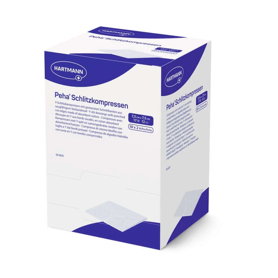 Peha Slit Compresses 7,5x7,5 Cm Sterile 50X2 pcs