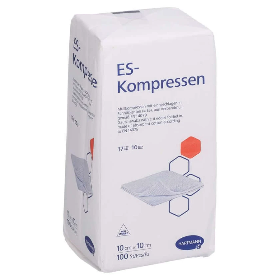 Es-compresses non-sterile 10x10 cm 16-fold 100 pcs.