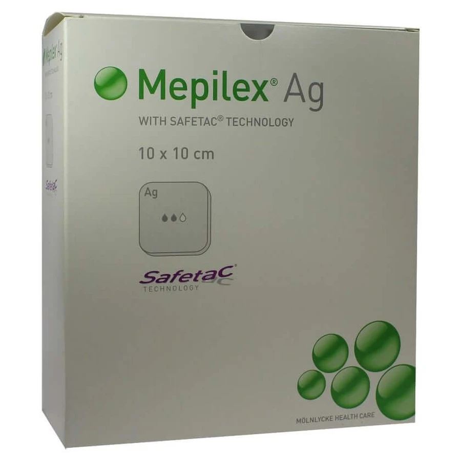 Mepilex Ag foam dressing 10 x 10 cm 10 pcs.