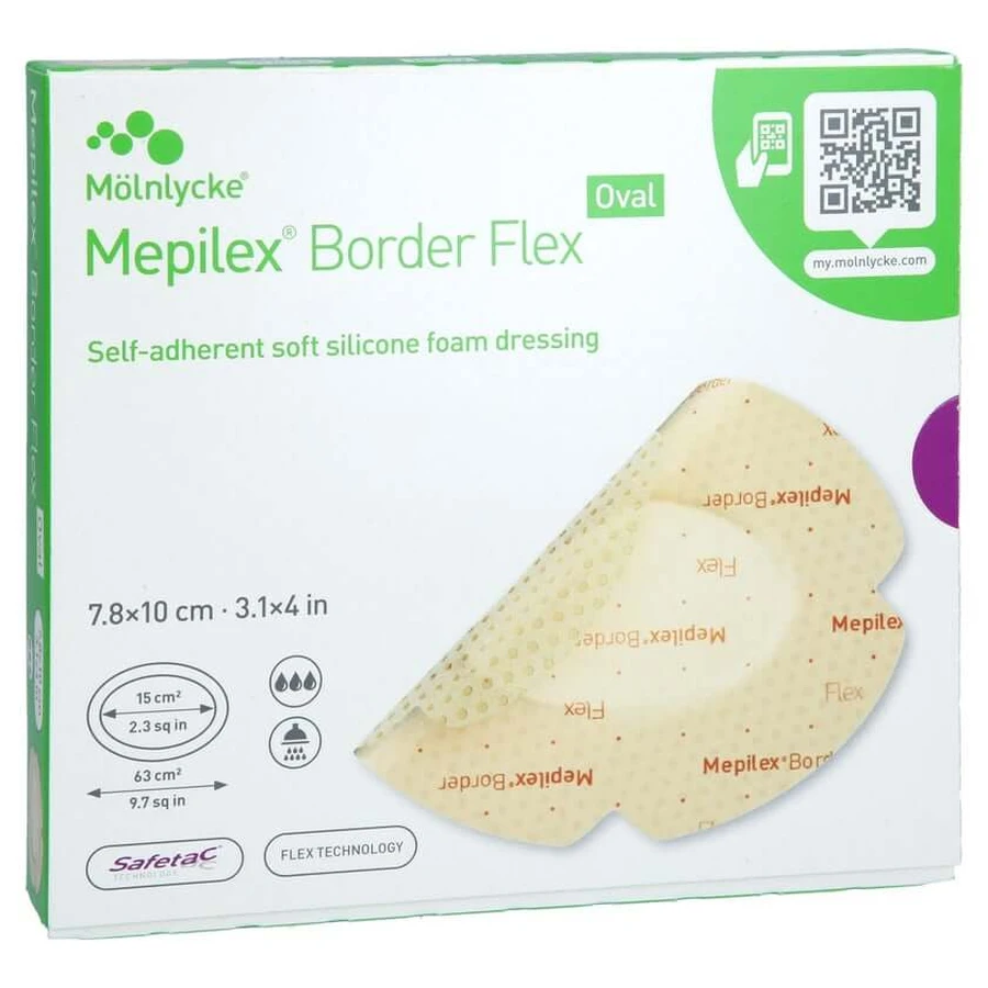 Mepilex Border Flex apósito de espuma adhesiva 7,8x10 cm oval 5 uds.