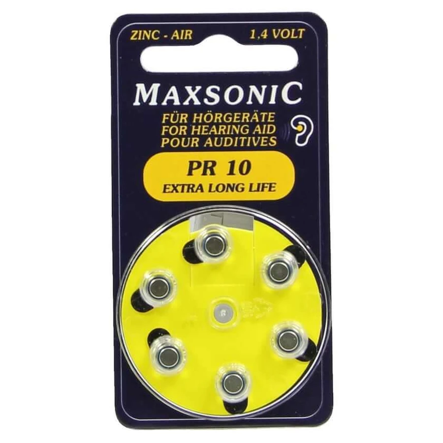 Pilas para audífonos Maxsonic PR10 6 uds.
