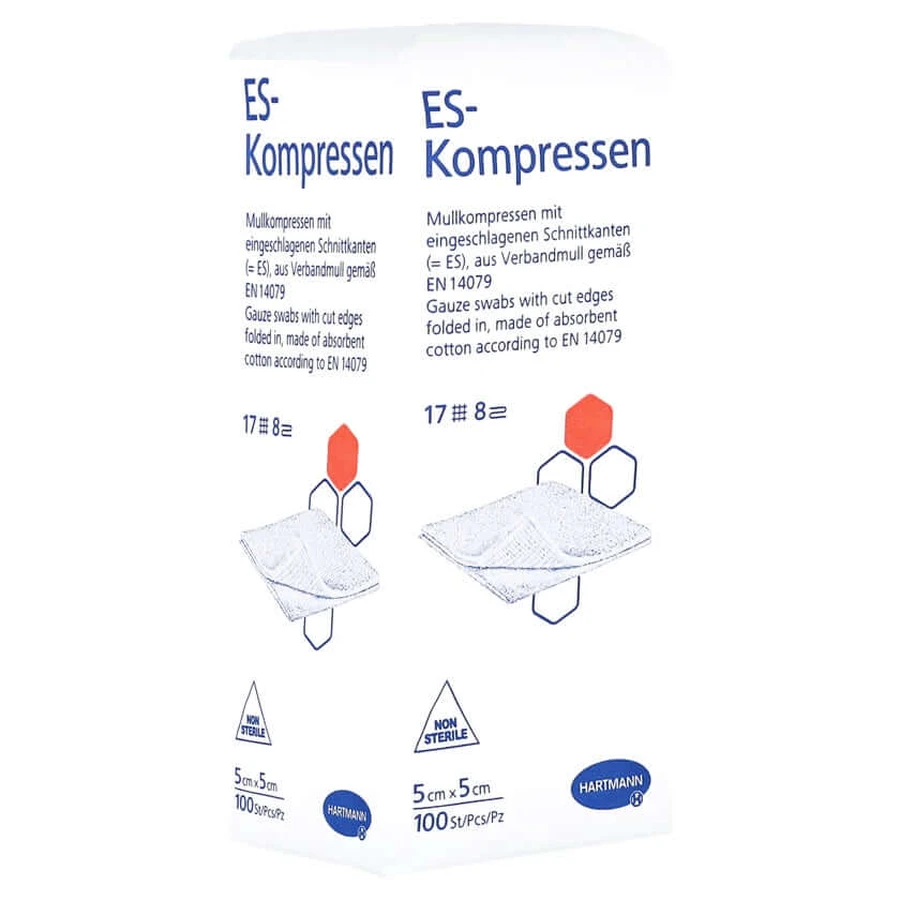 ES-KOMPRESSEN gauze pads non-sterile 5x5 cm 8-fold 100 pcs.