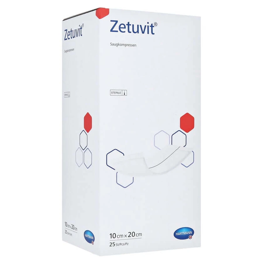 Zetuvit compresas absorbentes estériles 10x20 cm 25 uds.
