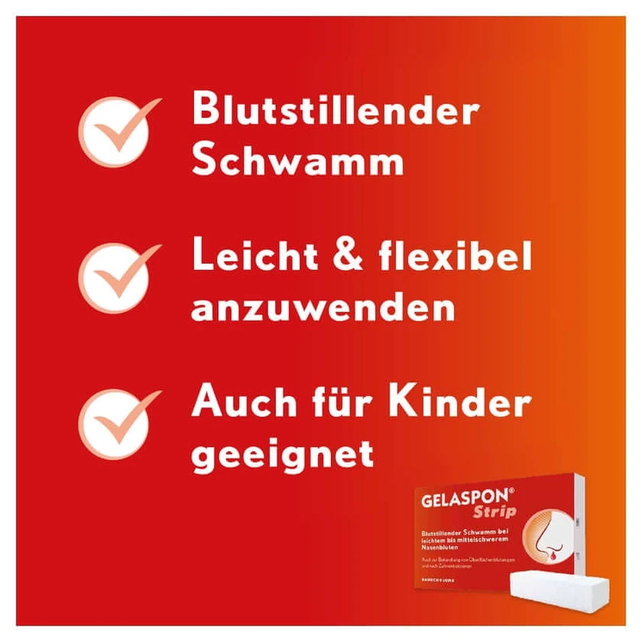 Gelaspon Strip 1x1x4 cm Gelatin sponge 4 pcs