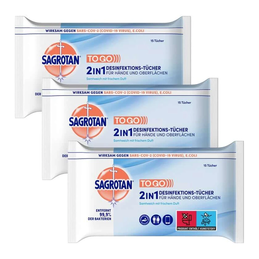 Sagrotan 2in1 doekjes 15 pak van drie 3X15 stuks