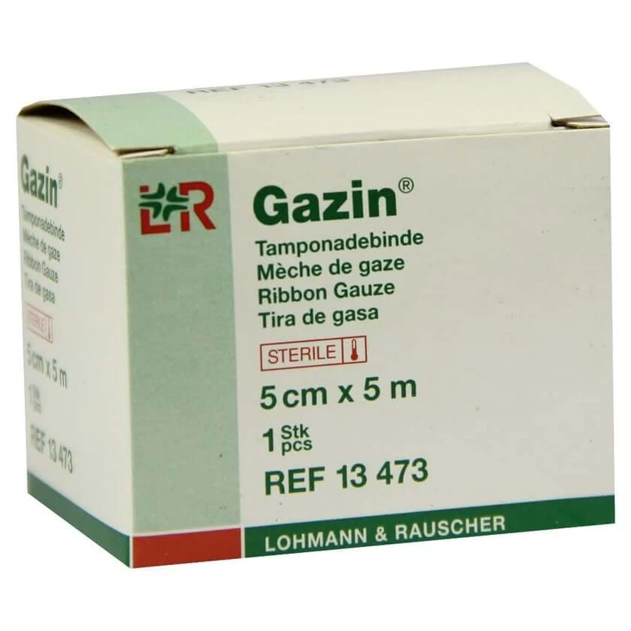 Venda de gasa Z.taponamiento estéril 5 cmx5 m 1 ud.