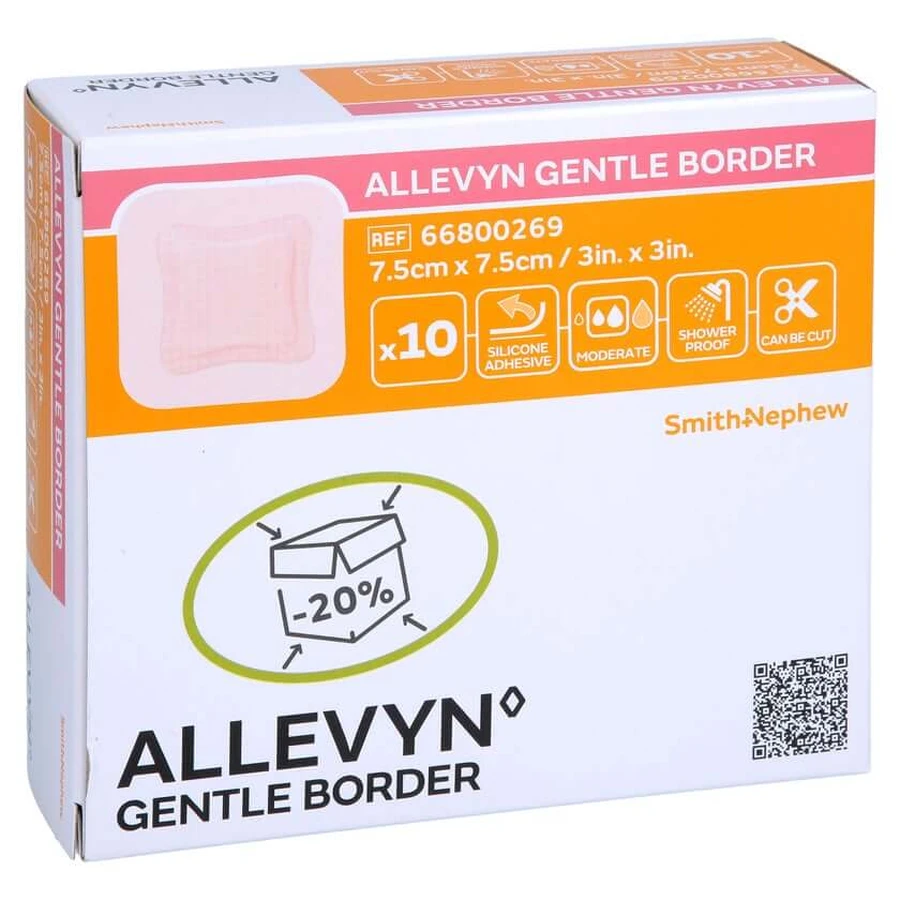 Allevyn Gentle Border 7,5x7,5 cm Foamv 10 st.